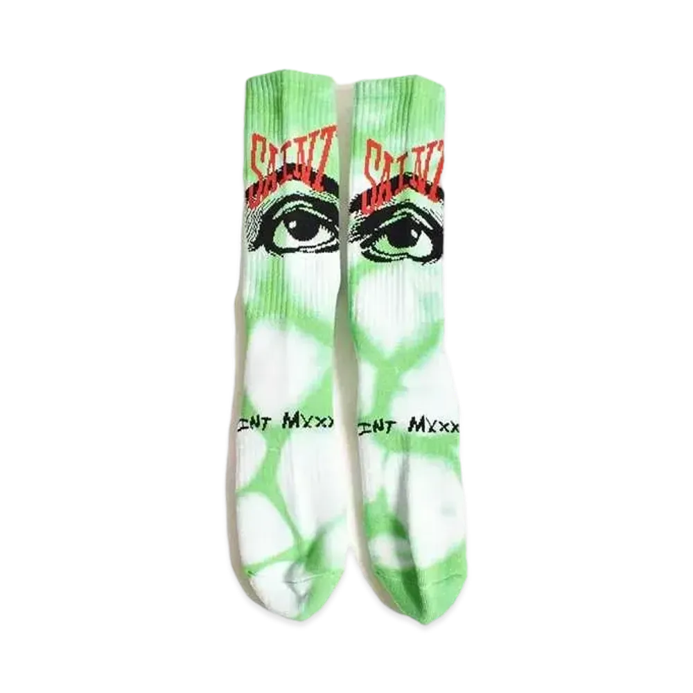 SAINT Mxxxxxx 23AW Eyes Socks "Tie Dye Green"