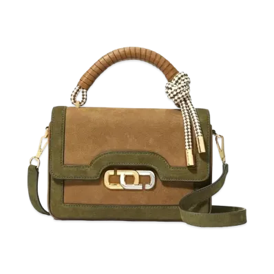 Marc Jacobs The J Link Suede Shoulder Bag "Dark Green Multi"
