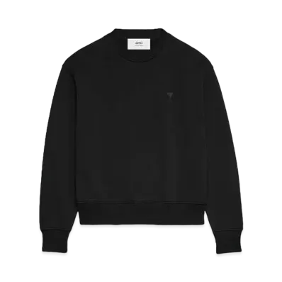 AMI PARIS Loop Back Organic Cotton Fleece Sweat Shirt "Black"