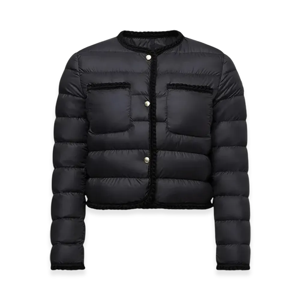 MONCLER Gencay Braided Trim Short Down Jacket "Black"
