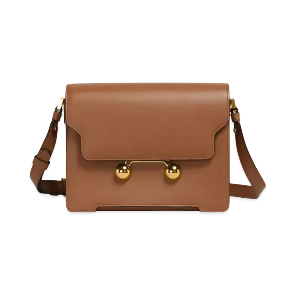 Marni Leather Trunkaroo Medium Shoulder Bag "Cinnamon"