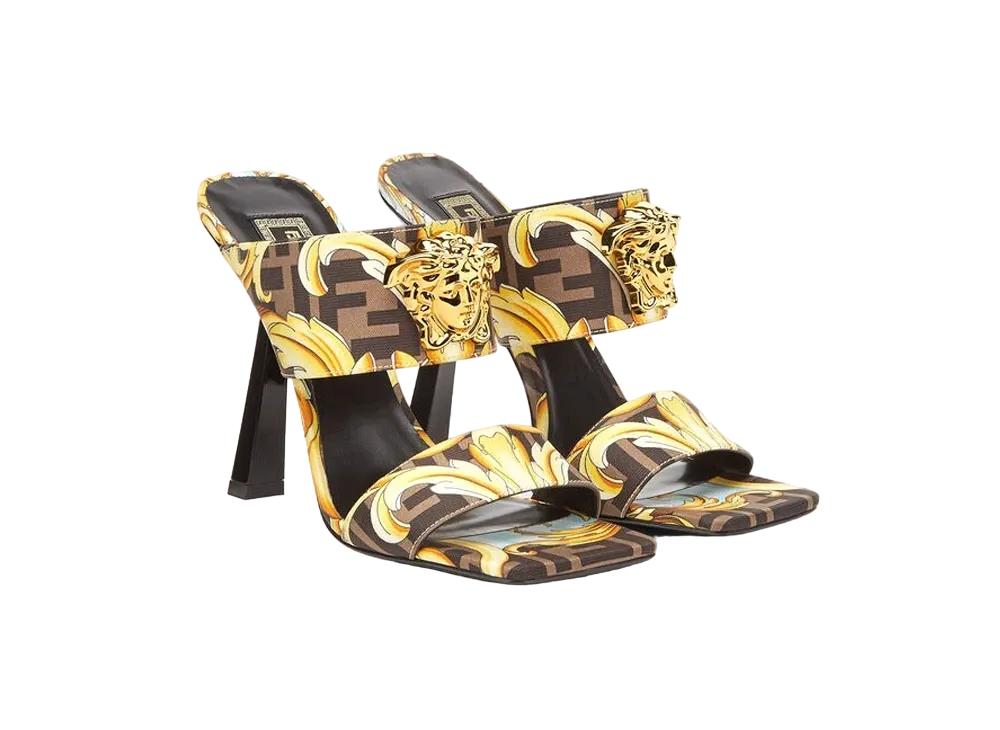 FENDI x Versace Fendace Gold Baroque Mules