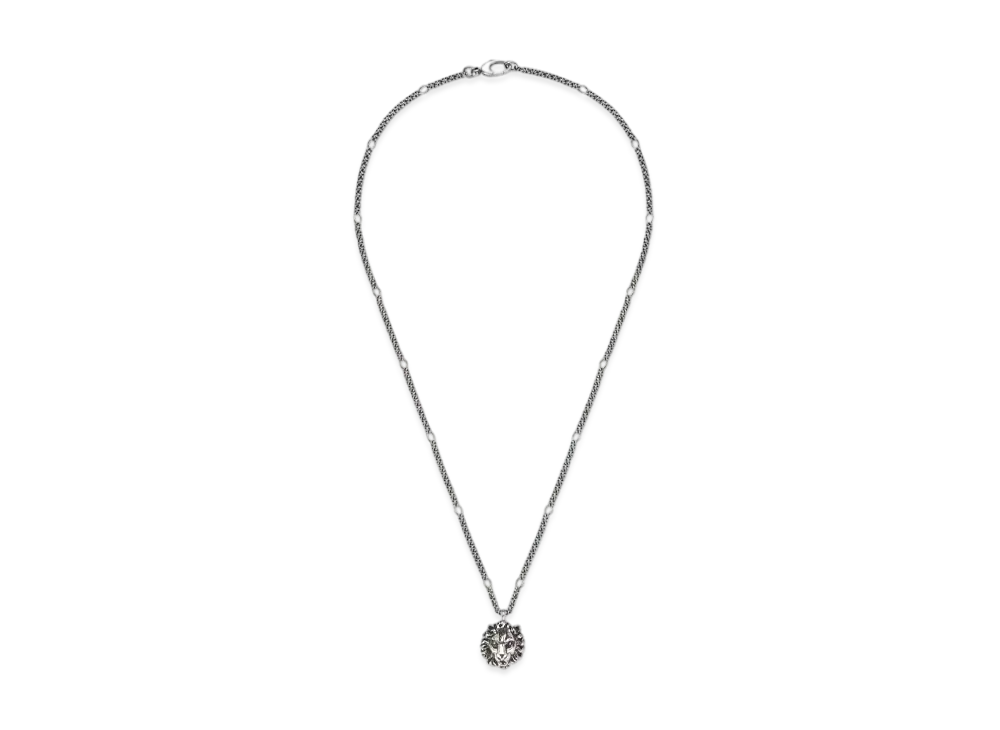 GUCCI Necklace With Lion Head Pendant "Silver"