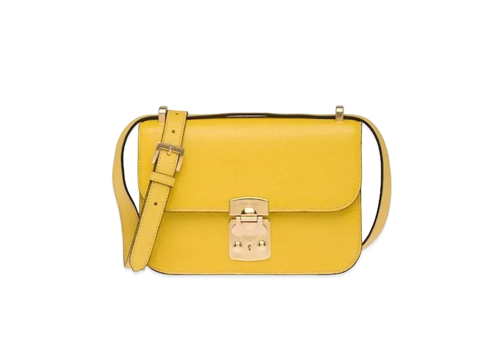 MIU MIU Madras Leather Shoulder Bag "Sunny Yellow"