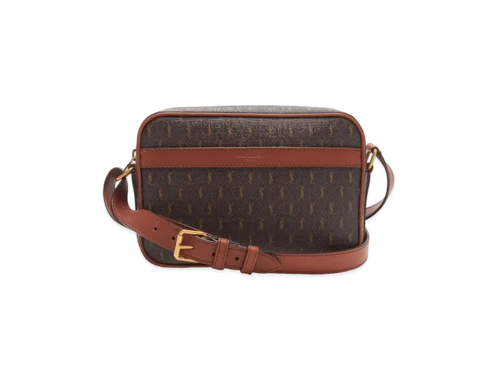 SAINT LAURENT Le Monogramme Camera Bag In Monogram Canvas And Smooth Leather "Chestnut"