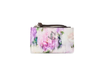 JIMMY CHOO NANCY Seasonal Print Soft Grainy Calf Leather Key Case "Blossom"