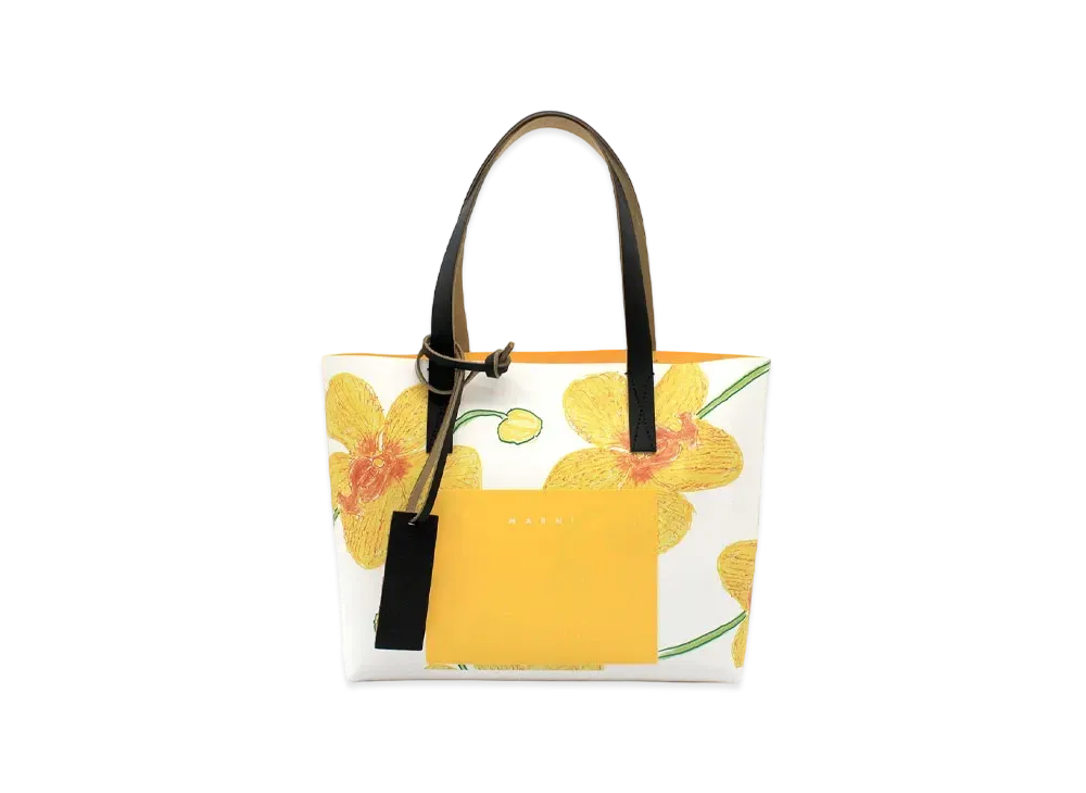 Marni Orchids Print Yellow Shopping Bag "Maze/Acid/Black"