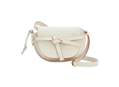 LOEWE Mini Gate Dual Bag In Pebble Grain Calfskin "Light Ghost"