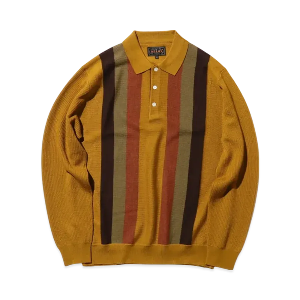 BEAMS Knit Polo Stripe "Musterd"