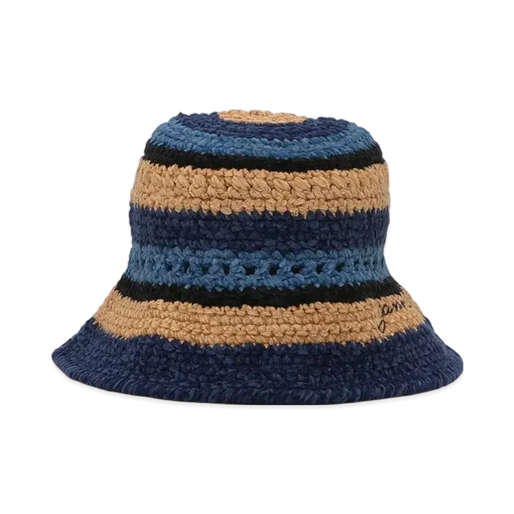 GANNI Knit Bucket Hat "Blue Yellow"