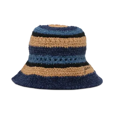 GANNI Knit Bucket Hat "Blue Yellow"