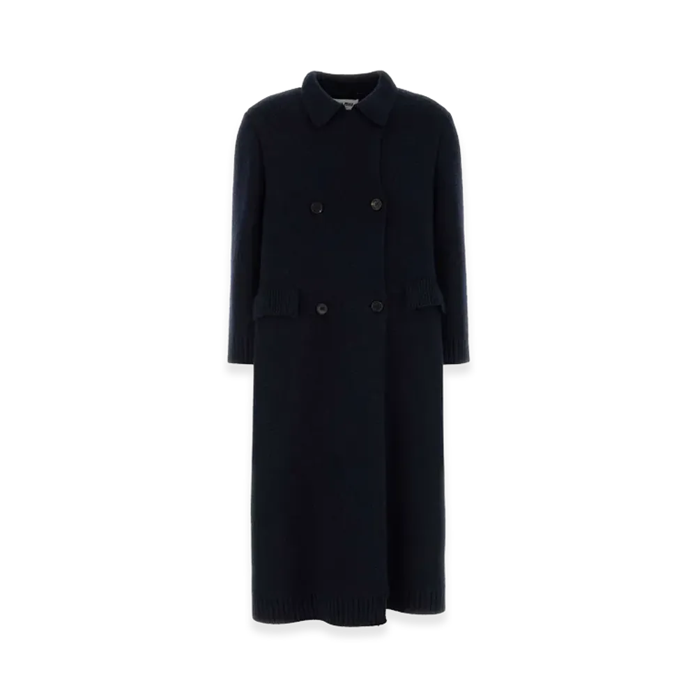 MIU MIU Women's Wool Blend Coat "Navy Blue"