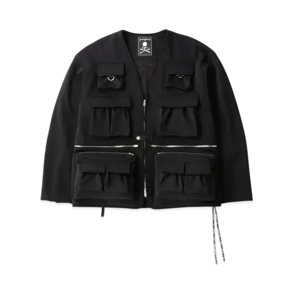 mastermind WORLD Jersey Multi Pockets Cardigan "Black"