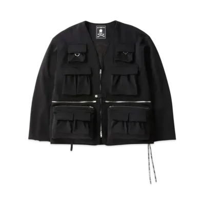 mastermind WORLD Jersey Multi Pockets Cardigan "Black"