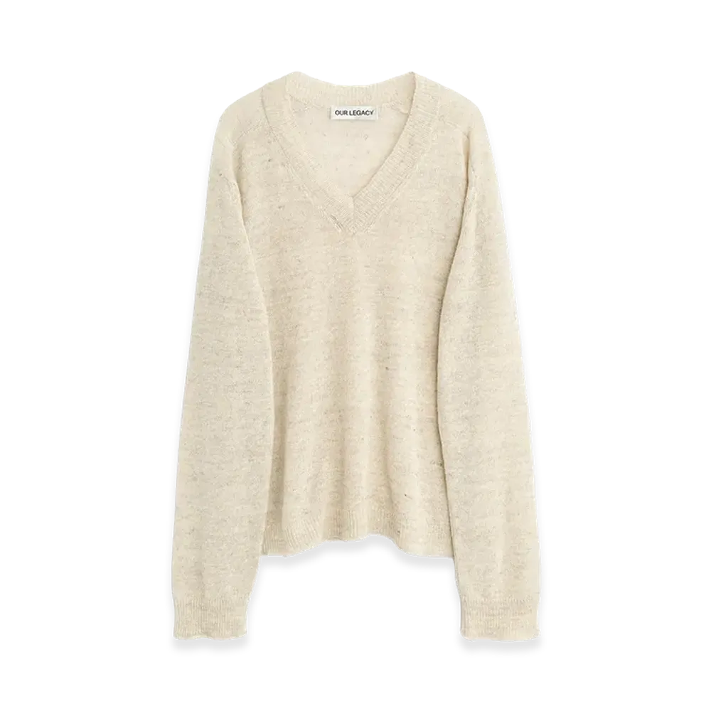 OUR LEGACY Rue V-Neck "Soft Ecru Cyclone Linen"