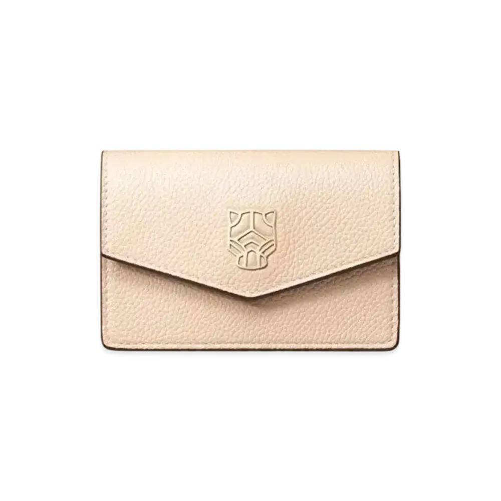 Cartier Business Card Holder with Zip, Panthere de Cartier "Light Beige"