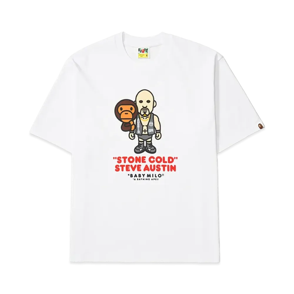 A BATHING APE x WWE Stone Cold Steve Austin Baby Milo Relaxed Fit Tee "White"