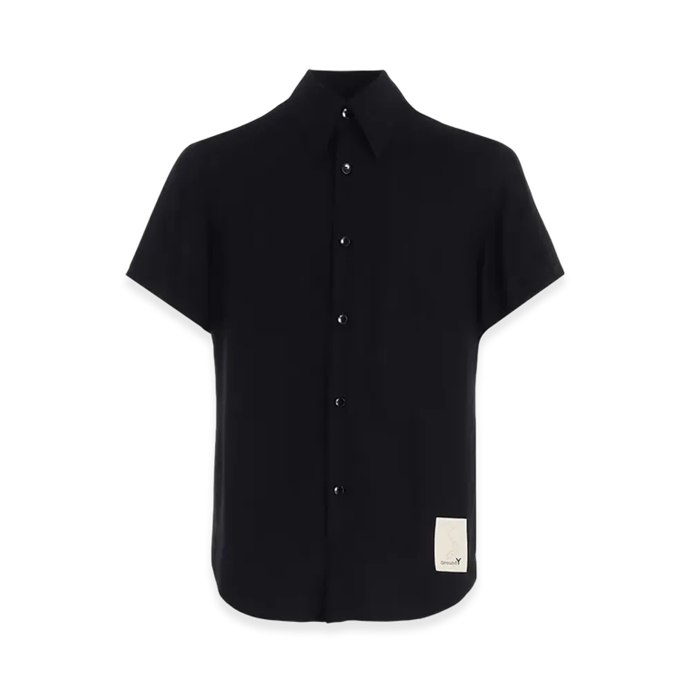 Ground Y Rayon Twill Short-Sleeve Slim Shirt "Black"