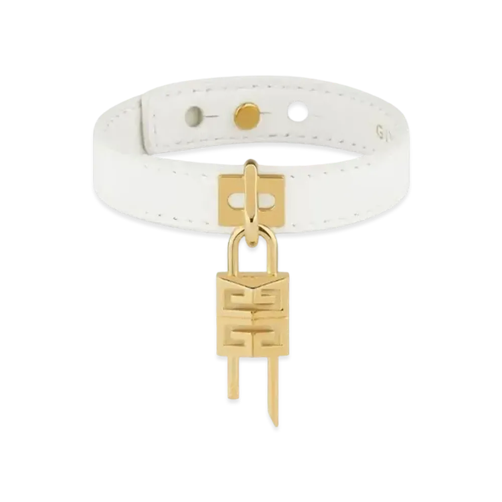 GIVENCHY Mini Lock Bracelet In Metal And Leather "Ivory"