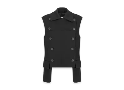 Dior Women's Sleeveless Peacoat Double Sided Virgin Wool Cashmere Felt "Black"