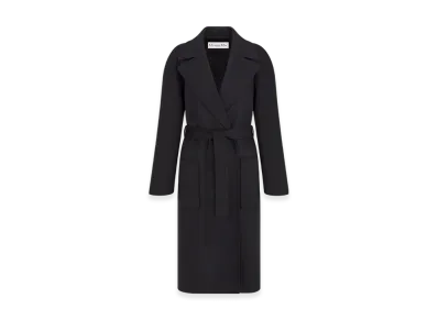 Dior Women's Coat with Belt Double Sided Technical Wool Felt "Black"