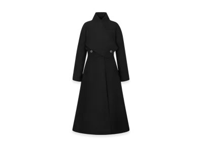 Dior Women's Coat with Criss Cross Collar Double Sided Technical Wool Felt "Black"