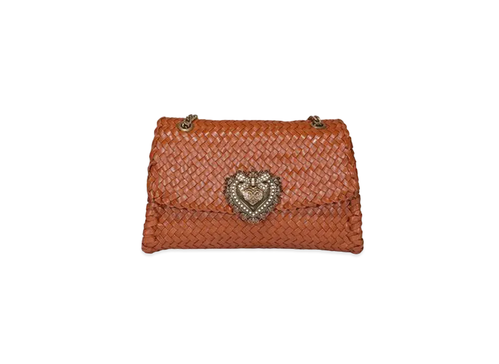 Dolce&Gabbana Devotion Shoulder Bag Big Size Woven Nappa Leather "Brown"