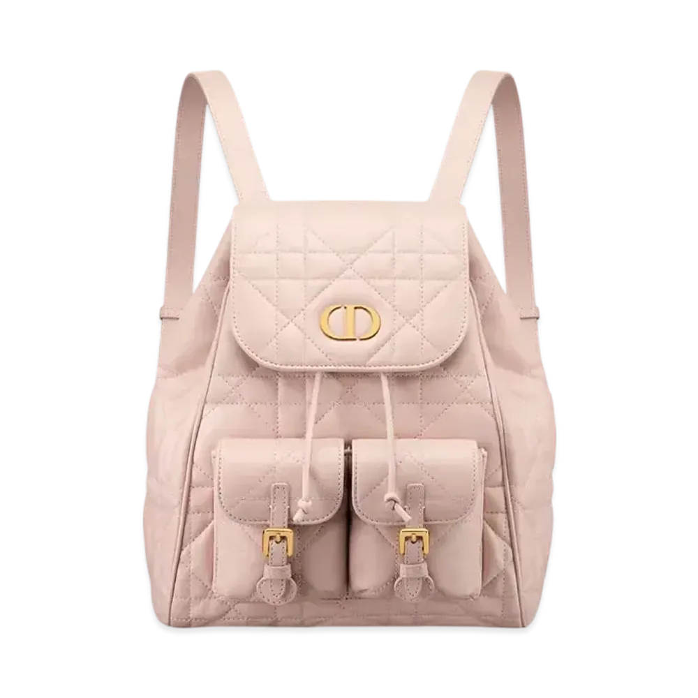 Dior Medium Dior Caro Backpack Macrocannage Lambskin "Powder Pink"