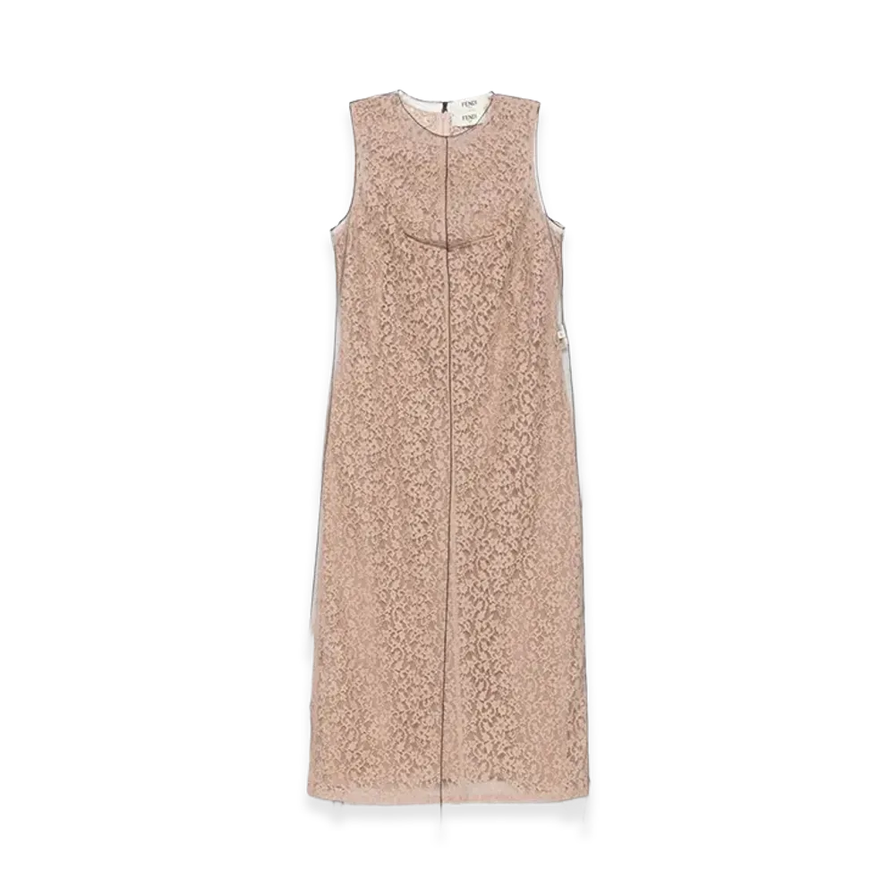 FENDI Women's Lace Midi Dress "Antique Pink"