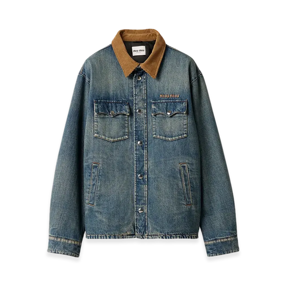 MIU MIU Women's Denim Down Jacket "Blue"