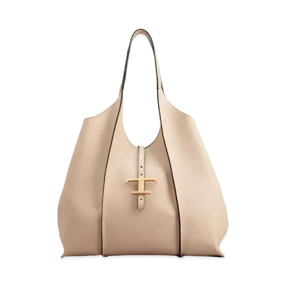 TOD'S T Timeles Leather Shopping Bag Medium "Beige"