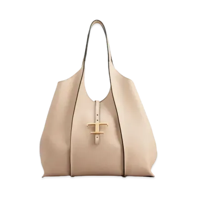 TOD'S T Timeles Leather Shopping Bag Medium "Beige"