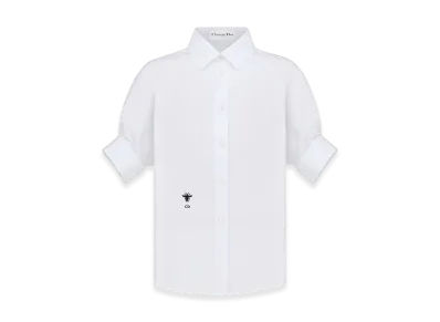 Dior Women's Blouse with Puff Sleeves Poplin "White"