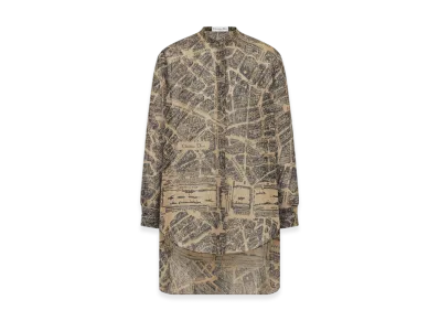 Dior Women's Blouse Voile Plan Paris Motif "Beige/Black"