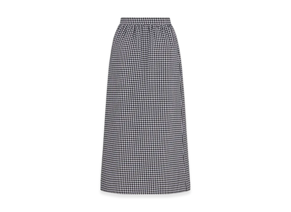 Dior Women's Mid-Length Straight-Cut Skirt Houndstooth Wool "Black/White"