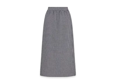 Dior Women's Mid-Length Straight-Cut Skirt Houndstooth Wool "Black/White"