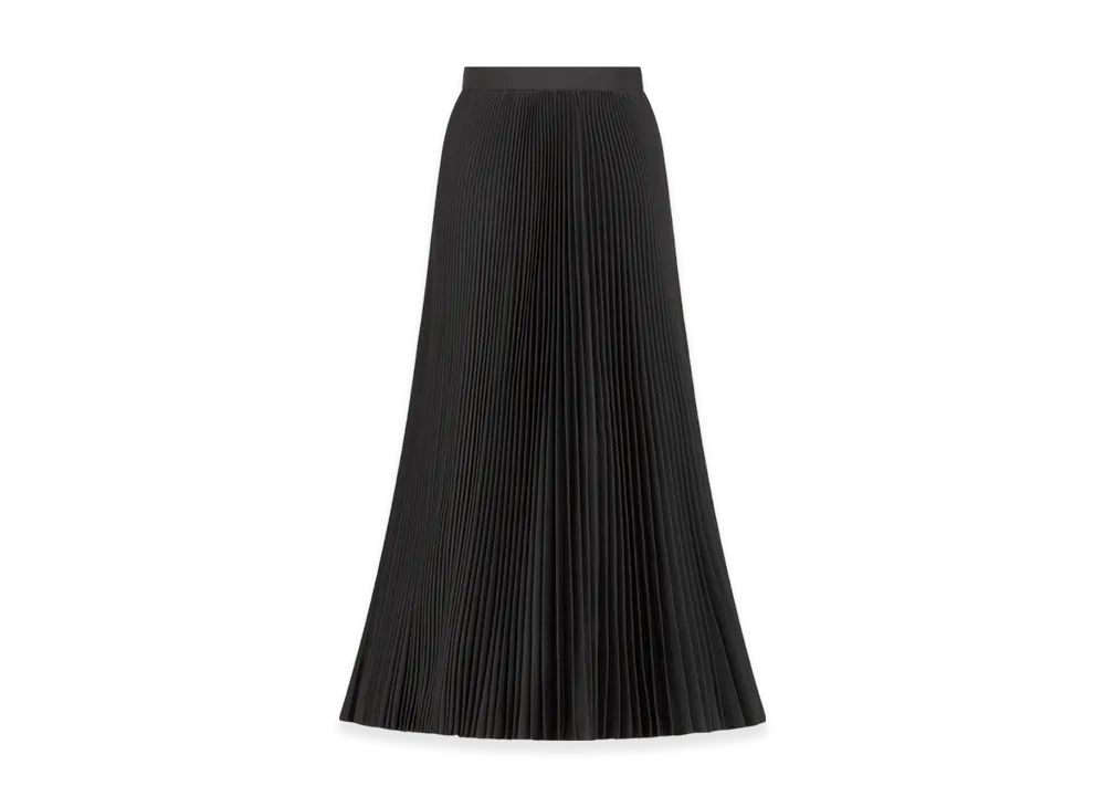 Dior Women's Pleated Mid-Length Skirt Technical Silk Twill "Black"