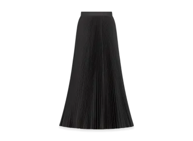 Dior Women's Pleated Mid-Length Skirt Technical Silk Twill "Black"