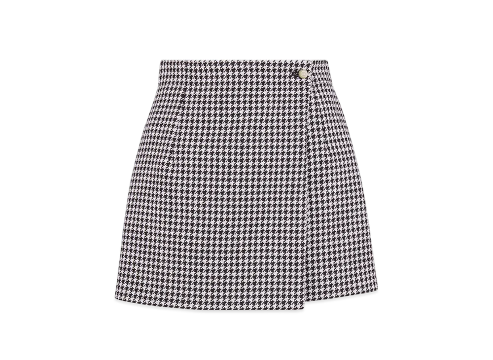 Dior Women's Skort Houndstooth Wool "Black/White"