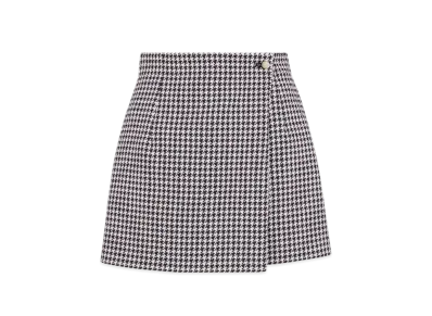 Dior Women's Skort Houndstooth Wool "Black/White"