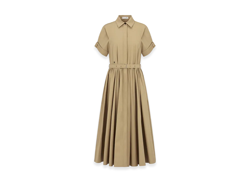 Dior Women's Belted Mid-Length Dress Gabardine "Beige"