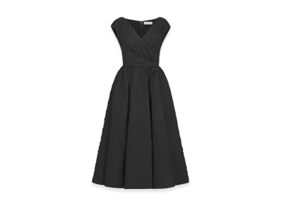 Dior Women's Flared Mid-Length Dress Cloque Technical Jacquard "Black"
