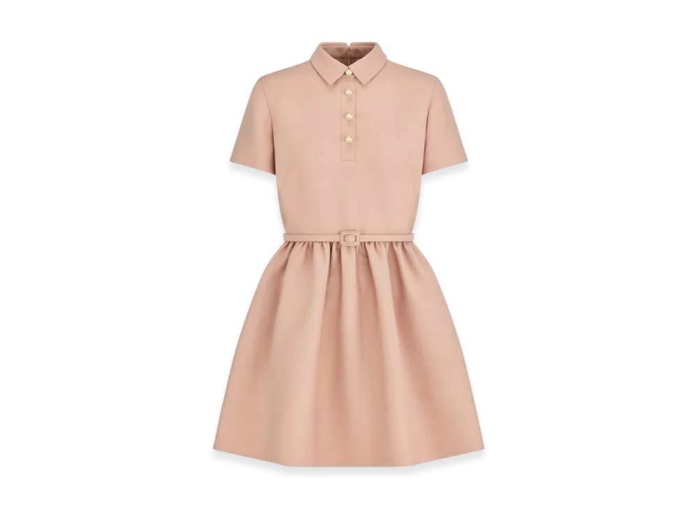 Dior Women's Short Belted Shirt Dress Wool Silk "Pink"