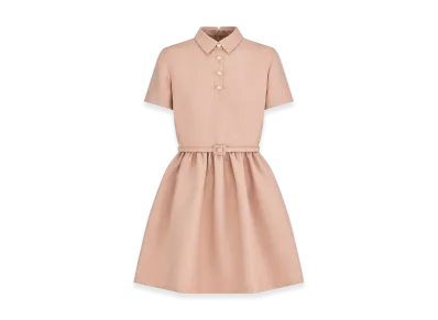 Dior Women's Short Belted Shirt Dress Wool Silk "Pink"