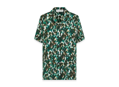 Dior Women's Short-Sleeved Shirt Wildior Silk Twill "Ivory/Green"