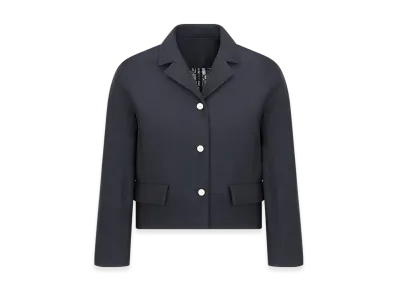 Dior Women's Cropped Jacket Silk Wool Twill "Navy Blue"