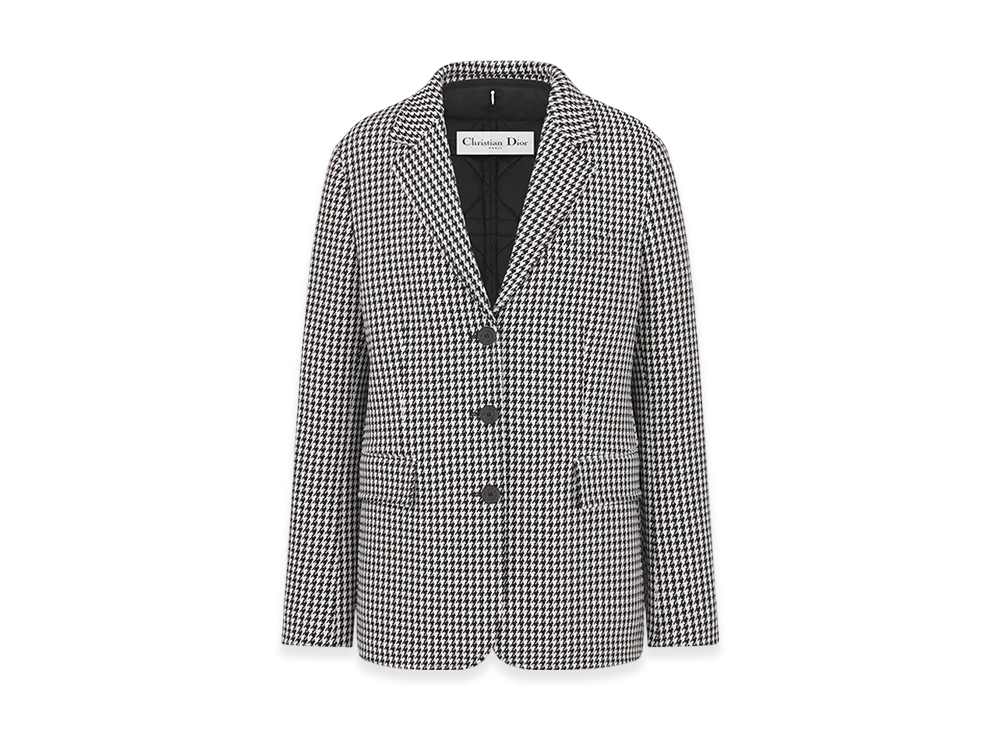 Dior Women's 2-In-1 Jacket Houndstooth Wool "Black/White"