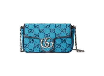 GUCCI GG Marmont Multicolour Super Mini Bag "Light Blue/Blue Canvas"