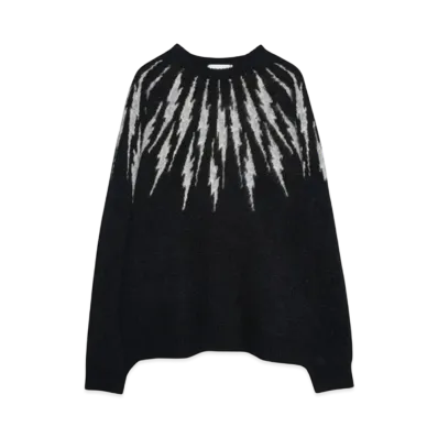 TAIN DOUBLE PUSH THUNDER CREW NECK KNIT "BLACK"
