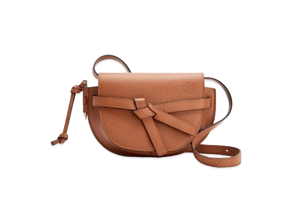 LOEWE Mini Gate Dual Bag In Pebble Grain Calfskin "Tan"